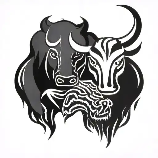 stock bull and bear  tattoo design idea