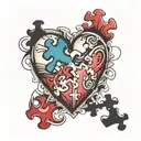 heart with puzzle piece  tattoo design idea