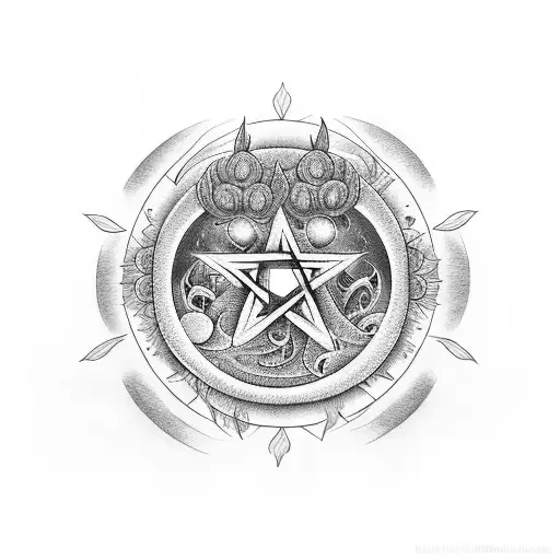 sunflowers music notes Moon pentacle full sleeve tattoo design idea