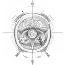 sunflowers music notes Moon pentacle full sleeve tattoo design idea