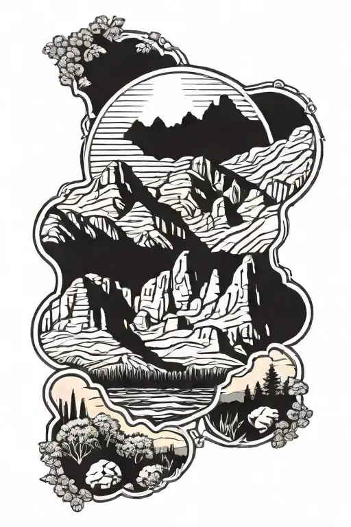 Sandia Mountains at Sunrise tattoo design idea