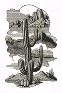 Sandia Mountains Albuquerque with cactus growing tattoo design idea