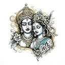 radha krishna chest piece tattoo design idea