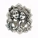 radha krishna chest piece tattoo design idea