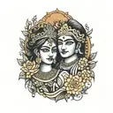 radha krishna chest piece tattoo design idea