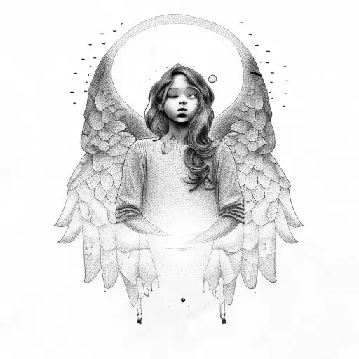 Icarus falling, save by another unknown angel tattoo design idea