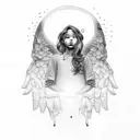 Icarus falling, save by another unknown angel tattoo design idea