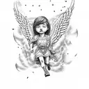 Icarus falling, save by another unknown angel tattoo design idea