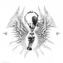 Icarus falling, save by another unknown angel tattoo design idea