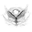 Icarus falling, save by another unknown angel tattoo design idea