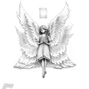 Angel falling in the sky and save by another unknown angel tattoo design idea