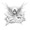 Angel falling in the sky and save by another unknown angel tattoo design idea
