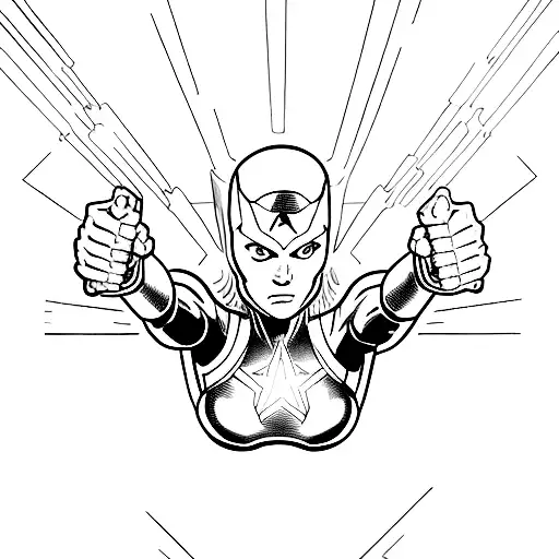 Carol Danvers with glowing fists tattoo design idea