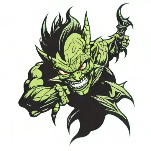 cute green goblin tattoo design idea