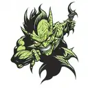 cute green goblin tattoo design idea