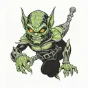 cute green goblin tattoo design idea
