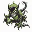 cute green goblin tattoo design idea