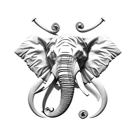 elephant head family crest tattoo design idea