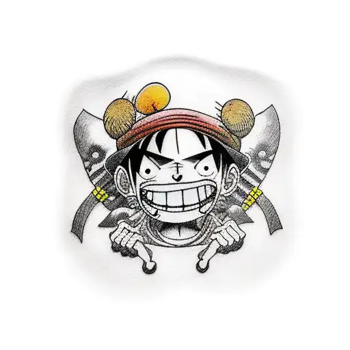 luffy bimbo one piece con il dito nel naso tattoo design idea