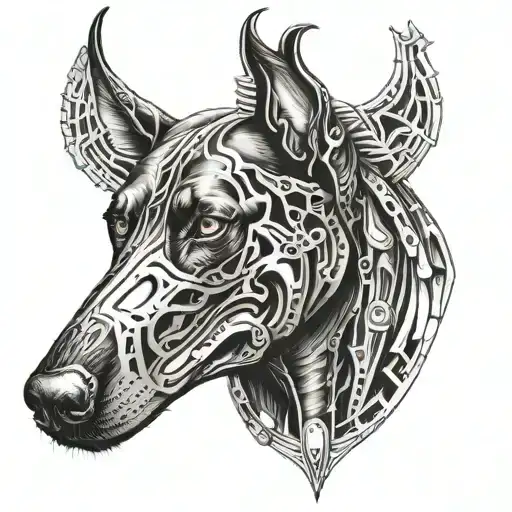 Dobermann dog snout tattoo design idea