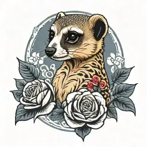 meerkat roses tattoo design idea