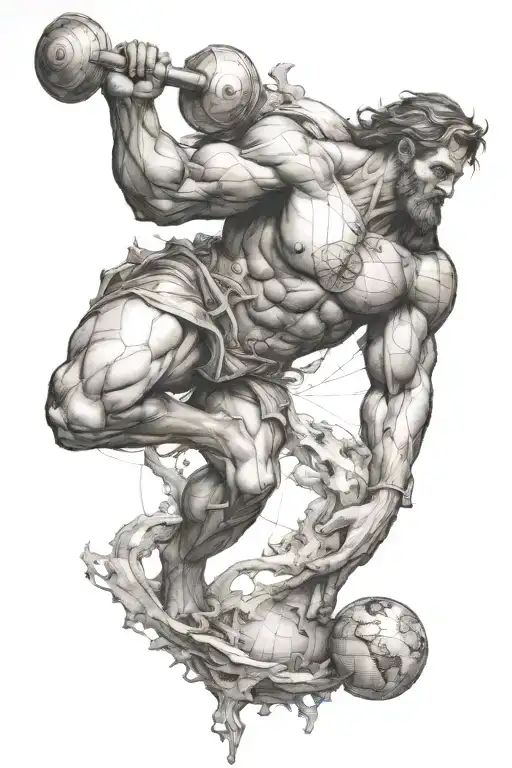 Atlas holding up the world tattoo design idea