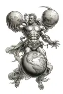 Atlas carrying a globe surrounded tattoo design idea
