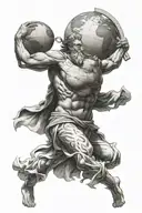Atlas carrying a globe surrounded tattoo design idea