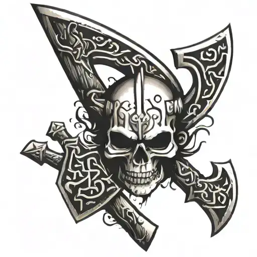 Viking runes skull axe tattoo design idea