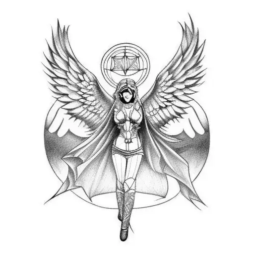 evil angel, good angel tattoo design idea
