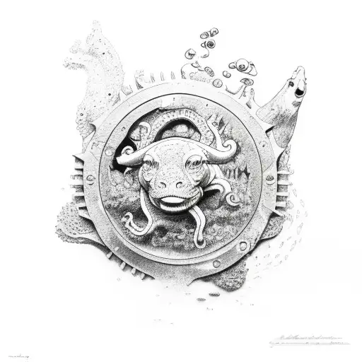 aquarium taurus and leo in one piece tattoo design idea