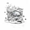 aquarium taurus and leo in one piece tattoo design idea