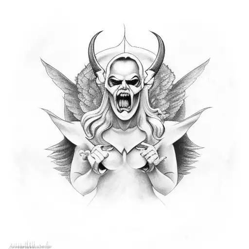 devil and angel tattoo design idea