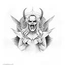 devil and angel tattoo design idea