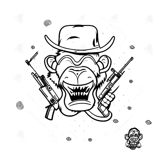 bad monkey with guns tattoo design idea
