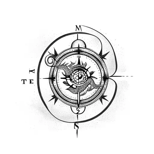 A dragon curled around a compass, symbolizing the client's love for travel and adventure. tattoo design idea
