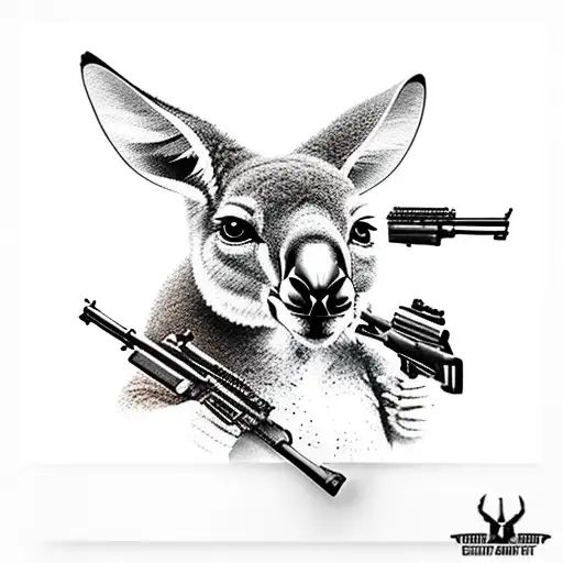 Kangaroo with guns tattoo design idea
