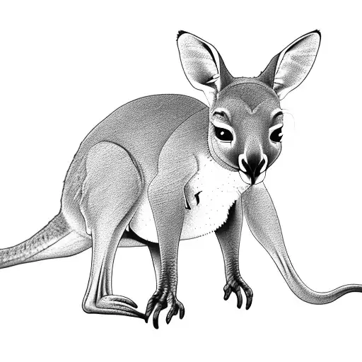 kangaroo walking on crocodile tattoo design idea