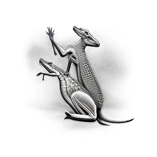kangaroo and crocodile tattoo design idea