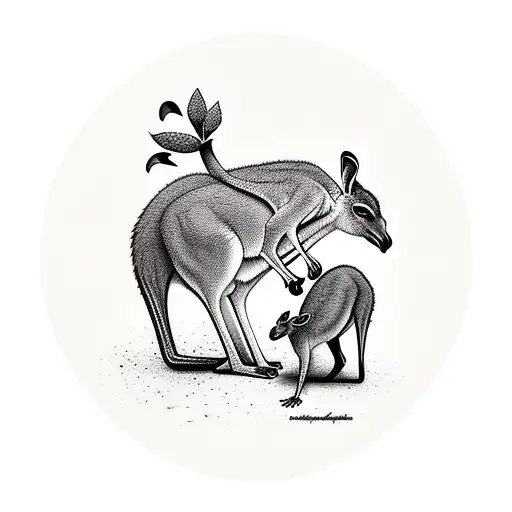 kangaroo walking on crocodile tattoo design idea