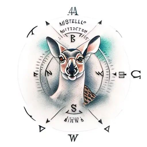 tattoo of a miscle kangaroo on crocodile jumping over a compass  tattoo design idea
