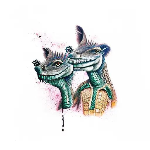 kangaroo and crocodile tattoo design idea