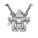 bad monkey with guns tattoo design idea