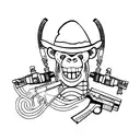 bad monkey with guns tattoo design idea