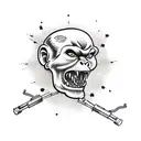 bad monkey with guns tattoo design idea