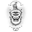 bad monkey with guns tattoo design idea