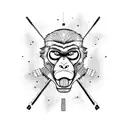 bad monkey with guns tattoo design idea