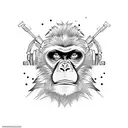 bad monkey with guns tattoo design idea