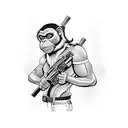 bad monkey with guns tattoo design idea