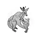 kangaroo walking on crocodile tattoo design idea